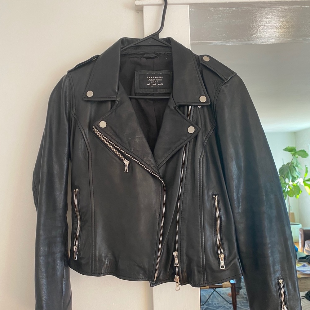 Zara TRF faux leather moto jacket